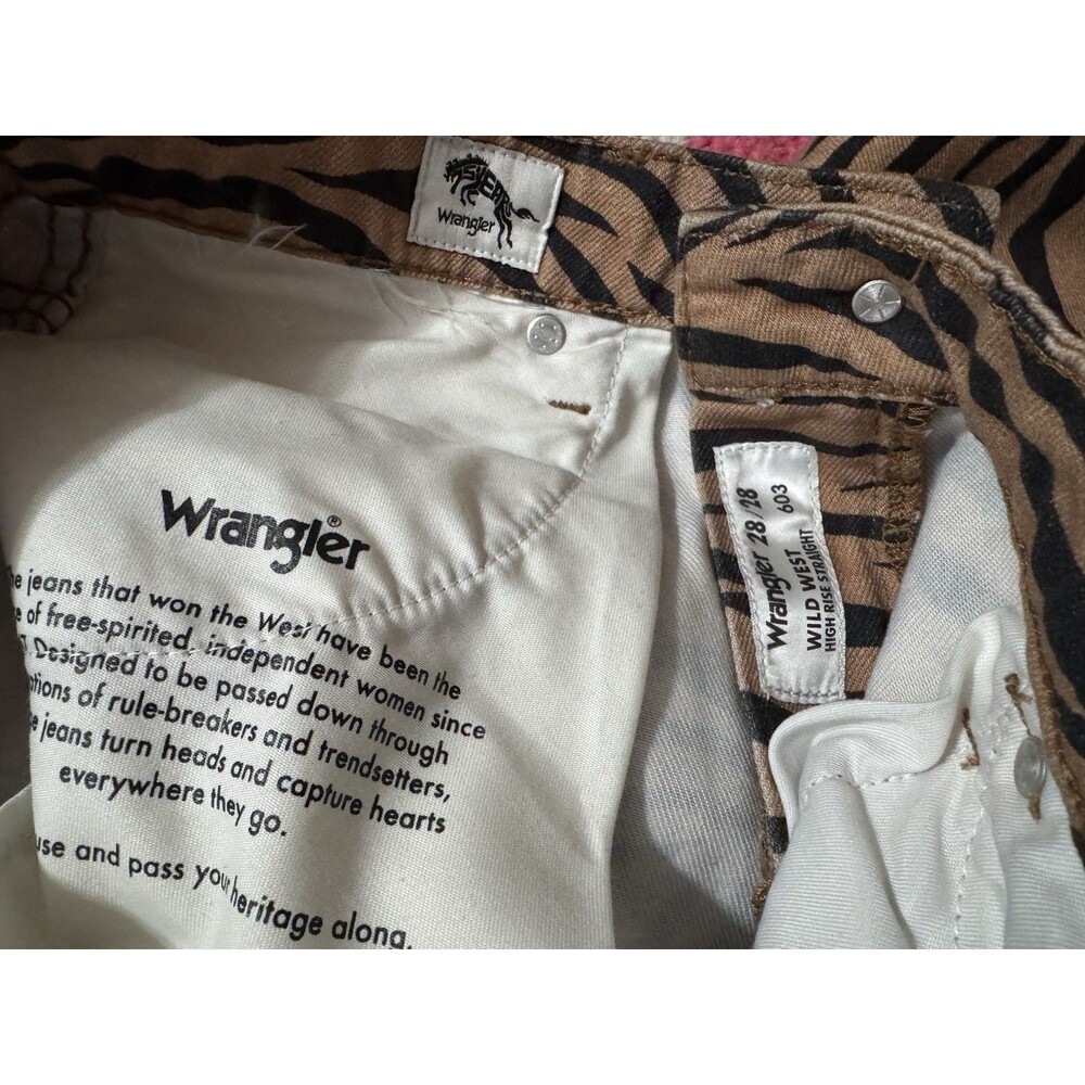 Wrangler 603 Wild West High Rise Straight Jeans Purr Tiger Zebra Print 28X28 - Picture 9 of 10